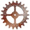 Realistic rusty machine gear, cogwheel vector illustration