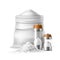 Realistic salt composition. Food products, salty cooking ingredient, white powder and crystals in bag and heaps