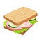 Realistic Sandwich with Lettuce and Wurst Vector Food Item. Fast Food Concept