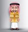 Realistic Saudi Arab Man Wearing Thobe Giving Golden Gift