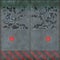 Realistic scratched weathered base industrial doors, high resolution seamless pattern, Futuristic star ships with red lights.