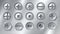 Realistic screws. Realistic attached nails bolts and fasteners on metal background. Vector round stainless silver screw