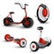 Realistic self-balancing gyro two-wheeled board scooter or hoverboard 3 colorful sets transparent background vector
