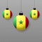 Realistic Senegal Flag with flying light balloons