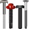 Realistic Set of bolts nuts nails, iron screws collection