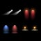 Realistic set of colorful car headlights tail and siren lights isolated on black background vector illustration.