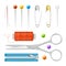 Realistic Sewing Tools Accessories Set. Vector