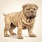 Realistic Shar Pei Dog Drawing On Beige Background