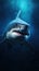Realistic Shark Swimming in Dark Waters AI Generated