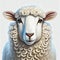 Realistic Sheep Portrait On White Background - Artistic Digital Illustration