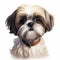 Realistic Shih Tzu Dog Portrait Illustration In 3d Style