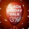 Realistic Shiny Red Balloon with text Black Friday Sale Three percent for discount over red background. Black Friday