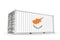 Realistic shipping container textured with Flag of Cyprus. Isolated. 3D Rendering