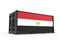 Realistic shipping container textured with Flag of Egypt. Isolated. 3D Rendering