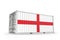 Realistic shipping container textured with Flag of England. Isolated. 3D Rendering