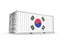 Realistic shipping container textured with Flag of South Korea. Isolated. 3D Rendering