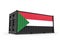 Realistic shipping container textured with Flag of State of Palestine. Isolated. 3D Rendering