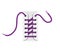 Realistic shoelace. 3d footwear lacing purple shoe tied knot and bow, crossover