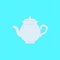 Realistic silhouette kettle, teapot icon isolated on blue background