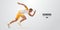 Realistic silhouette of a running athlete on white background. Runner man are running sprint or marathon. Vector