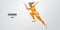 Realistic silhouette of a running athlete on white background. Runner woman are running sprint or marathon. Vector