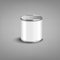 Realistic silver metal tin can with blank white label for product packaging design