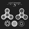Realistic silver spinner on a black background. Disassembled bearings and details. Modern antistress toy for fingers. Vector illus