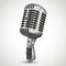 Realistic Single Silver Microphone Retro Design