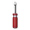 Realistic slotted screwdriver with red handle, vector illustration