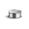 Realistic small metal tin can with closed ring pull lid on white background