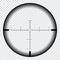 Realistic sniper sight with measurement marks. Sniper scope template isolated on transparent background.