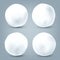 Realistic snowballs collection. Frozen ice ball, white snow. Winter decoration element for Christmas or New Year. Vector