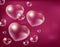 Realistic soap bubbles Heart-shaped. Drops of water in a shape. Valentines day