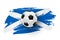 Realistic soccer ball on flag of Scotland made of brush strokes. Vector football design element.