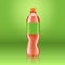 Realistic soda lemonade bottle mock up with green label isolated on green background reflected off the floor, vector