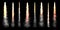 Realistic space rocket launch trails on black background. Fire burst, explosion. Missile or bullet trail. Jet aircraft