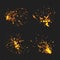 Realistic sparks. Fire effects flame little parts glowing particles decent vector bengal burning sparks collection