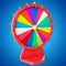 Realistic spinning fortune wheel, lucky roulette. Colorful wheel of luck or fortune. Wheel fortune isolated on blue tint