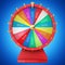 Realistic spinning fortune wheel, lucky roulette. Colorful wheel of luck or fortune. Wheel fortune isolated on blue tint