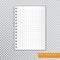 Realistic spiral notepad blank on transparent background. Vector