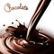 Realistic splash flowing chocolate or cocoa on a white background. vector design elements