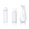 Realistic spray bottle mock up. Package for aerosol. White plastic tube. Isolated 3D vector.