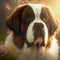 Realistic st. bernard dog on ravishing natural outdoor background.