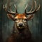 Realistic Stag Portrait: A Captivating Digital Painting In The Woods