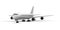 Realistic standing airplane, jet aircraft or airliner perspective view. Detailed passenger air plane.