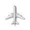 Realistic standing airplane, jet aircraft or airliner top view. Detailed passenger air plane on white Bg.