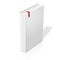 Realistic standing white blank hardcover book with