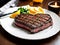 realistic steak palette lighting detailed cozy restaurant