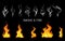 Realistic Steam Smoke Fire Flame Icon Set