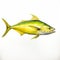 Realistic Still Life: Yellow Tuna On White Background